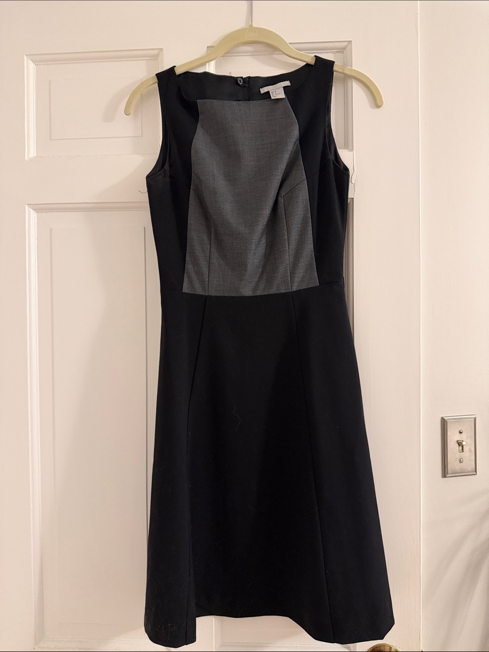 H&M Black Sleeveless Midi Dress with Gray Front Panel